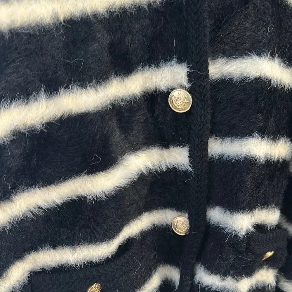 J. Crew Black and White Striped Women's Sweater